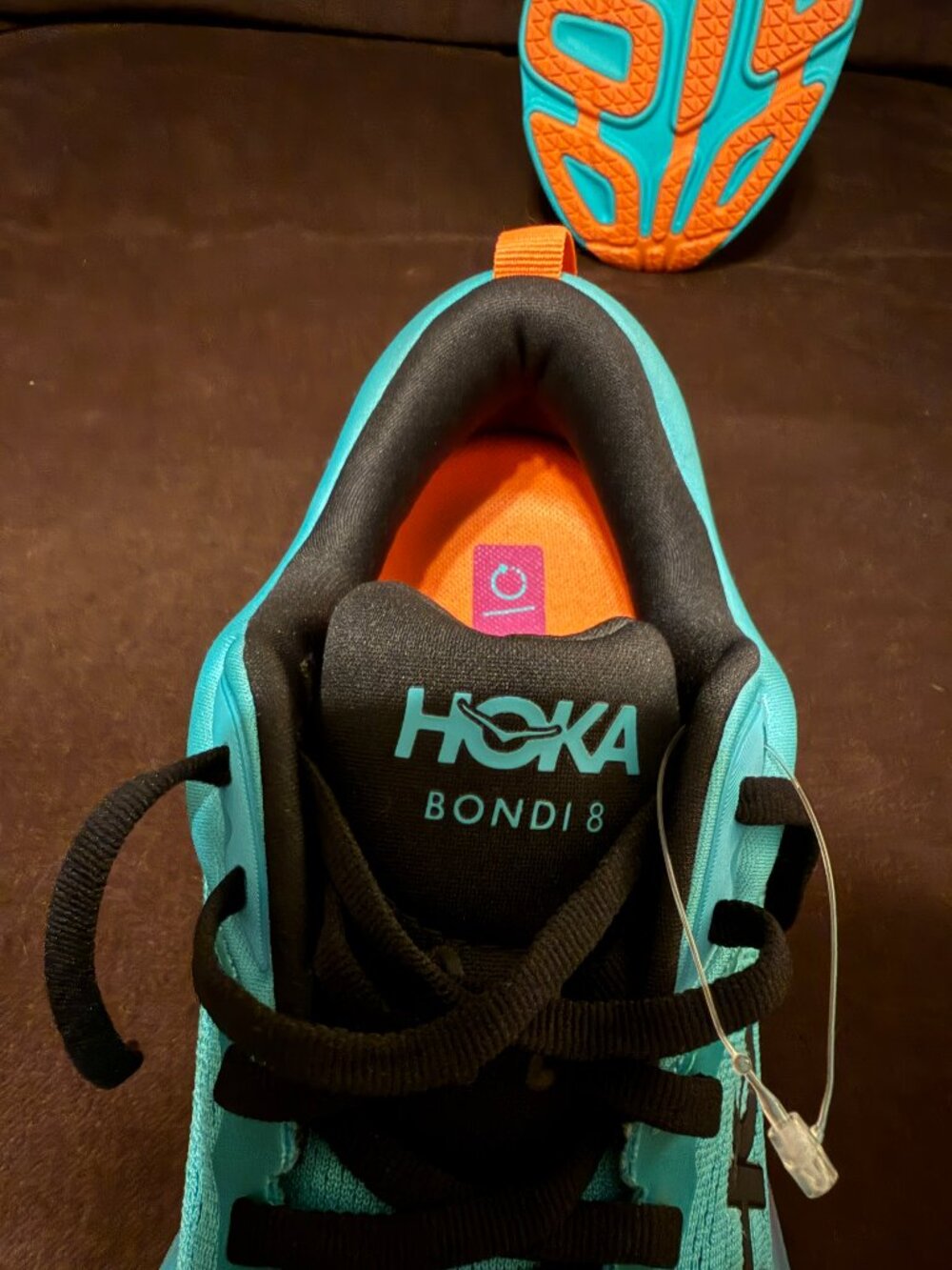 Men's HOKA One Bondi 8 Shoes Turquoise Ombre Purple Marathon Running Shoes NEW - Picture 8 of 8